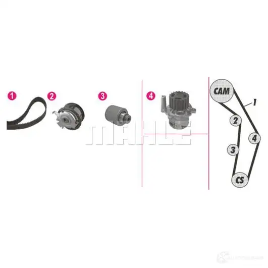 Комплект ремня ГРМ с помпой MAHLE ORIGINAL CPK 25 000P 1437627451 YRG 9V1A - Изображение 1