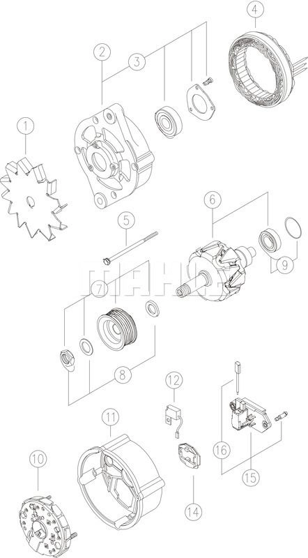 Генератор MAHLE ORIGINAL 11.204.311 MG 117 11.204.640 2358093 изображение 0