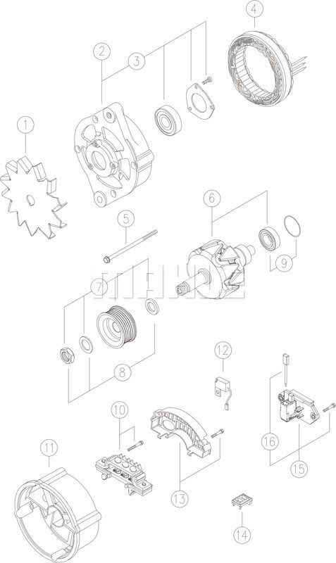 Генератор MAHLE ORIGINAL 1423560223 11204300 MG 140 11.204.300 изображение 0