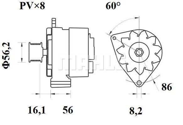 Генератор MAHLE ORIGINAL 11204910 MG 720 11.204.910 1423549738 изображение 0