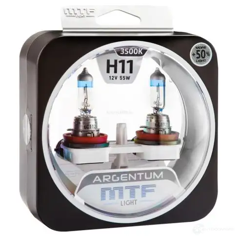 Лампа галогеновая H11 ARGENTUM +50% 3500K 55 Вт 12 В 3500K MTF 1439692374 FP6 EV H5A1211 - Изображение 1