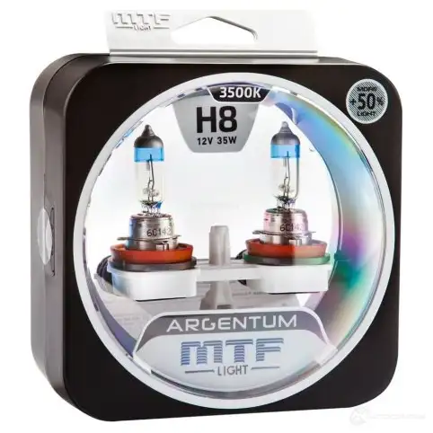 Лампа галогеновая H8 ARGENTUM +50% 3500K 35 Вт 12 В 3500K MTF 0 6N5E5 1439692454 H5A1208 - Изображение 1