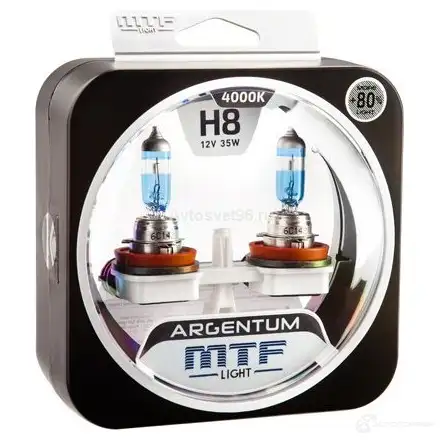 Лампа галогеновая H8 ARGENTUM +80% 4000K 35 Вт 12 В 4000K MTF H8A1208 1439692455 KNNR R - Изображение 1
