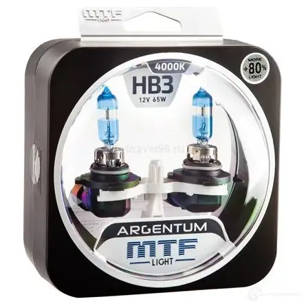 Лампа галогеновая HB3 ARGENTUM +80% 4000K 65 Вт 12 В 4000K MTF H8A12B3 D65 EKQ 1439692476 - Изображение 1
