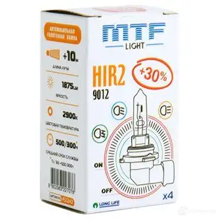Лампа галогеновая HIR2 STANDARD +30% 55 Вт 12 В 3000-4000K MTF HS12H2 1439691703 J7LAB U изображение 0