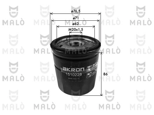 Масляный фильтр MALO 1424352017 3DHKT2 X 1510228