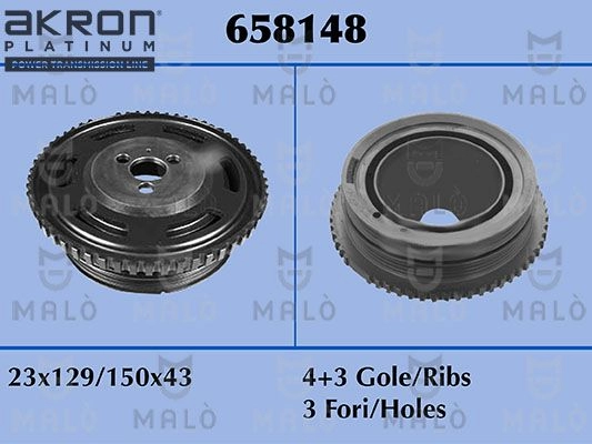 Шкив коленвала MALO 658148 YC3C6 7 1424607421 изображение 0