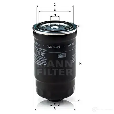 Топливный фильтр MANN-FILTER FA 1DEK 4011558948405 wk8241 68216 изображение 4