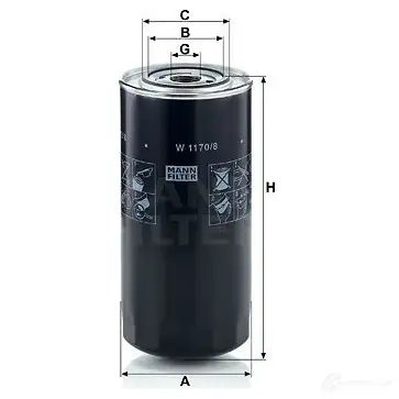 Масляный фильтр MANN-FILTER w1170 B0Y6MD S 4011558715908 67341