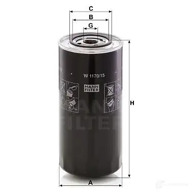 Масляный фильтр MANN-FILTER w117015 U 72958 67344 4011558020361