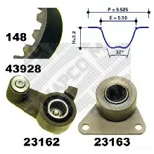 Комплект ремня ГРМ MAPCO 4043605450265 HEJRY P 1302164 23928