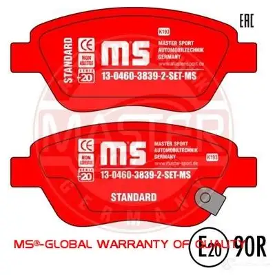 Тормозные колодки, комплект MASTER-SPORT U2SK 8 13046038392setms 2713606