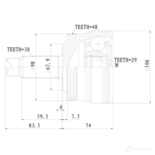 Наружный шрус ZIKMAR z87181r 3MG43 Y 1425582163 изображение 0