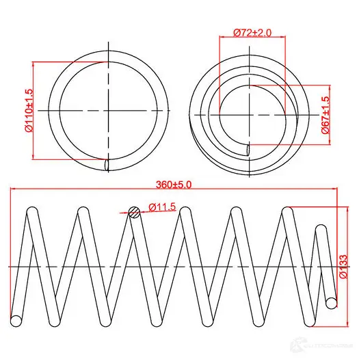 Пружина подвески передняя ZIKMAR z48203r 1440238050 TG 2HKN