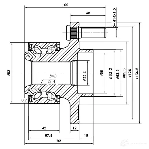 Ступица колеса ZIKMAR z89406r 78K J7CK 1425580977 изображение 2