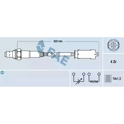 Лямбда зонд, кислородный датчик FAE N0GO 44 77327 1991429 8435050623442 изображение 0