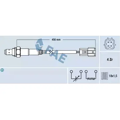 Лямбда зонд, кислородный датчик FAE JI KZ5U 1991493 77393 8435050626085