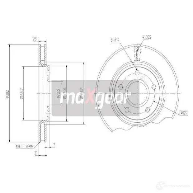 Тормозной диск MAXGEAR 192274max DLQC I 1425009615 изображение 0