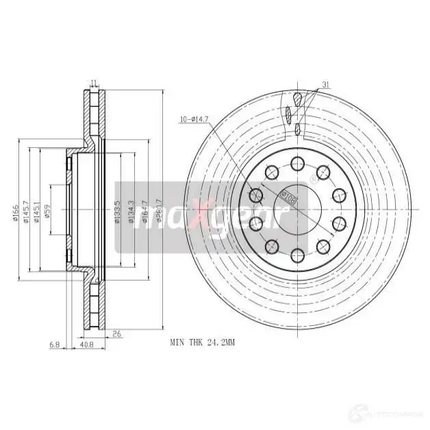 Тормозной диск MAXGEAR 191002 64 TNUS 2836480