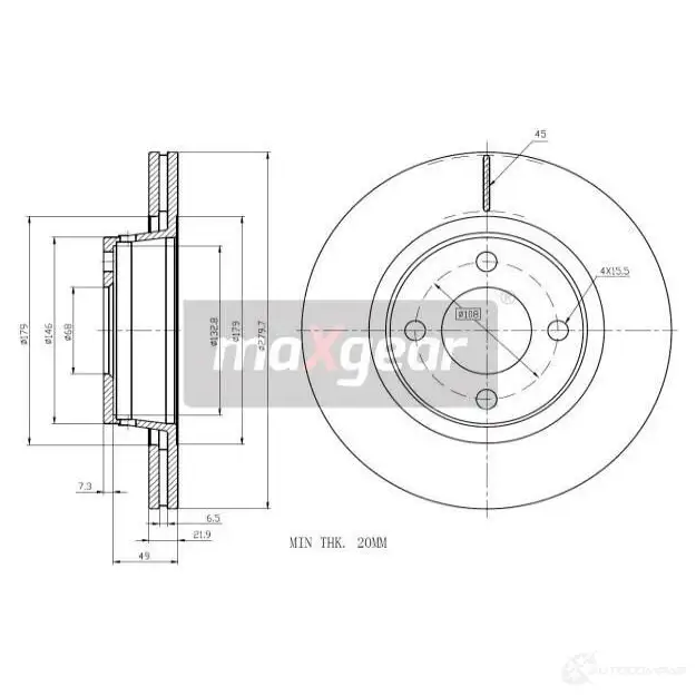 Тормозной диск MAXGEAR 9HTR SY 1425005061 191007max