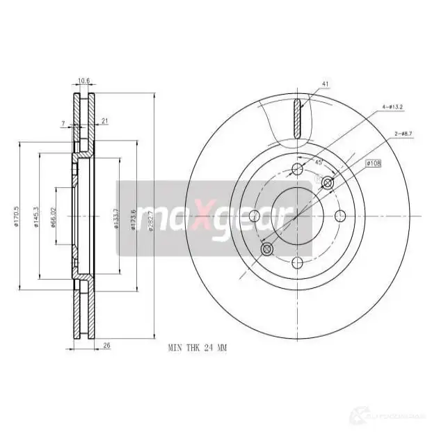 Тормозной диск MAXGEAR 2836198 OZM JS 190842
