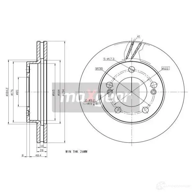 Тормозной диск MAXGEAR 192270 2837869 MCF7 CC