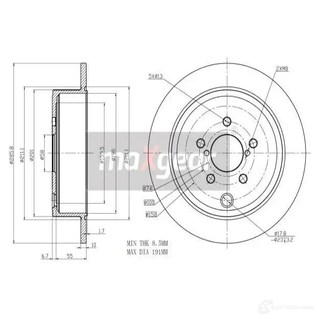 Тормозной диск MAXGEAR 192271max 1425009613 O GVHK