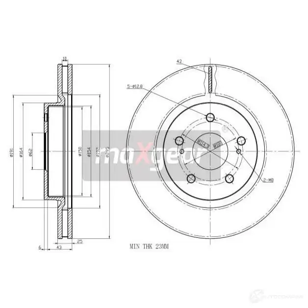 Тормозной диск MAXGEAR 2837499 NLSK Y 191952 изображение 0