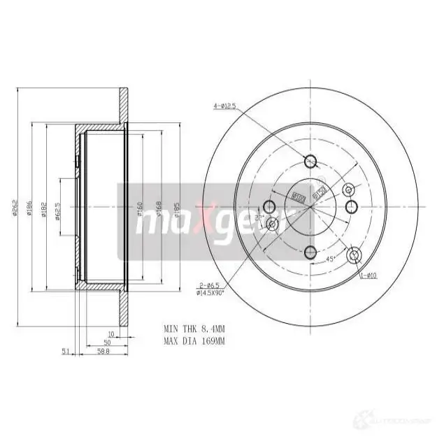 Тормозной диск MAXGEAR 8J7 RC7 191842max 1425009380