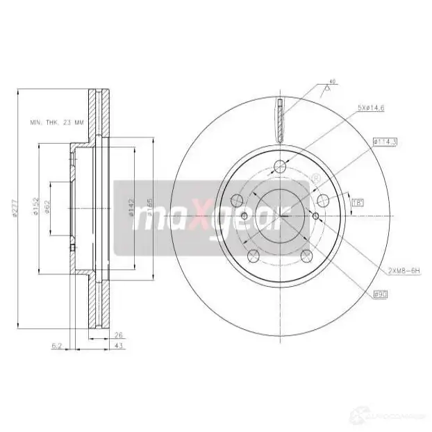 Тормозной диск MAXGEAR BNHM X 1228280725 193216
