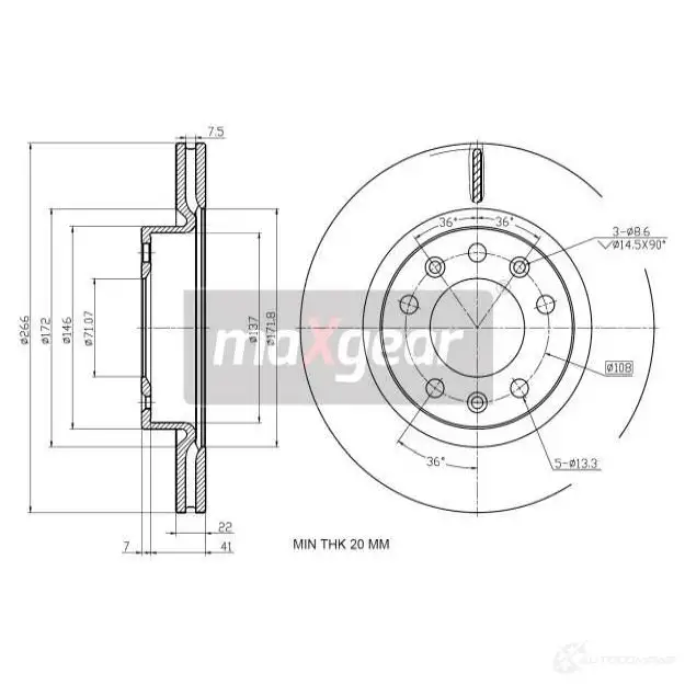 Тормозной диск MAXGEAR UZ3M S 1228280841 193237