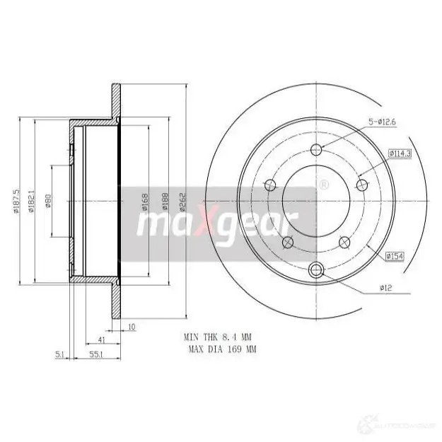 Тормозной диск MAXGEAR 192389max 1425009625 0SX4 9