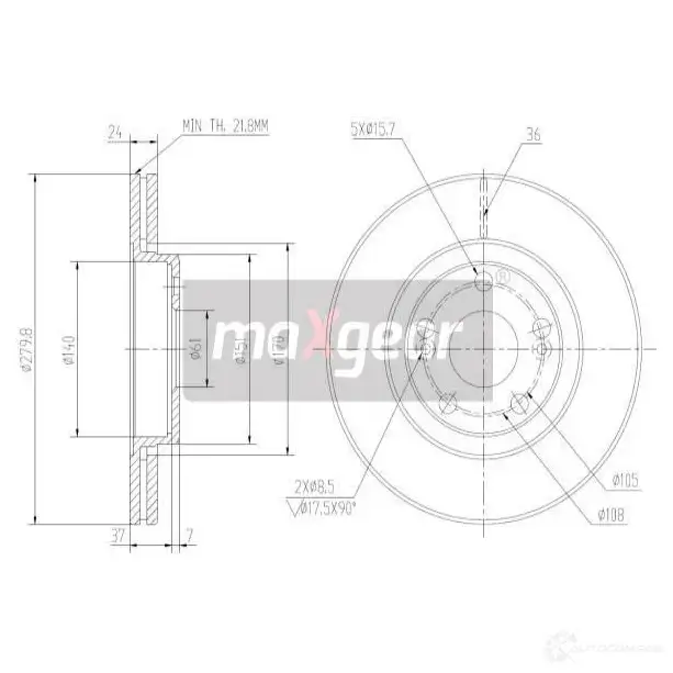 Тормозной диск MAXGEAR RNF KQ 2836496 191008max изображение 1