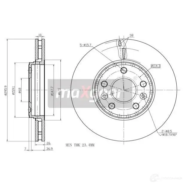 Тормозной диск MAXGEAR 2837583 192013 IXSXE R
