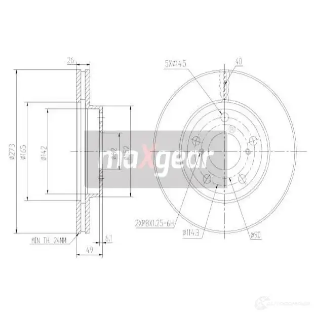 Тормозной диск MAXGEAR 1425009388 191867max Q 4CUW