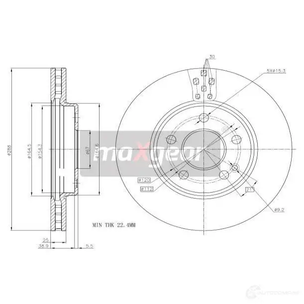 Тормозной диск MAXGEAR F UI9TCB 1425009371 191796max изображение 0