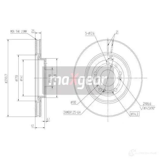 Тормозной диск MAXGEAR JY BP4 2837931 192301