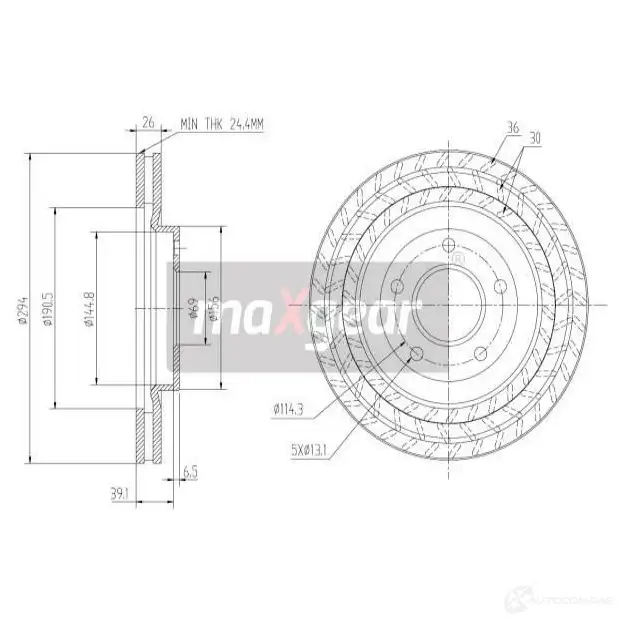 Тормозной диск MAXGEAR ZTZ RY 2837875 192273