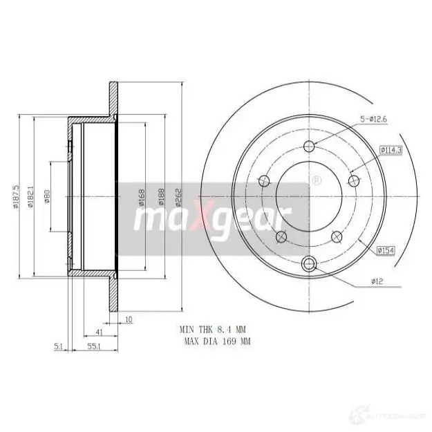 Тормозной диск MAXGEAR 192389 2838088 Y9YP 3BY изображение 0