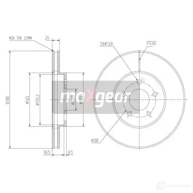 Тормозной диск MAXGEAR P14 AIGW 2836136 190811 изображение 0