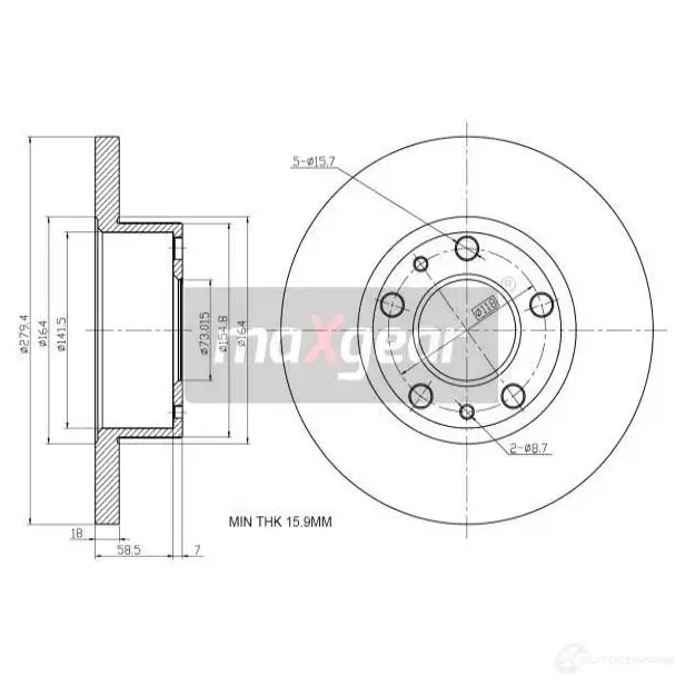 Тормозной диск MAXGEAR 190785 2836065 W 5IDO