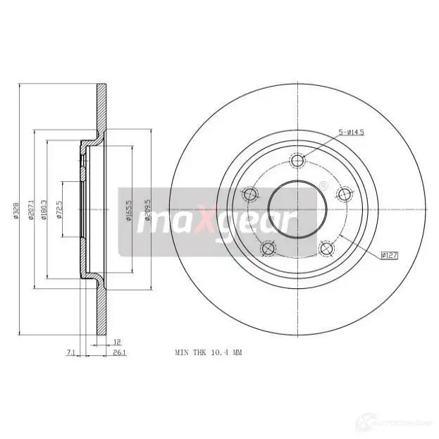 Тормозной диск MAXGEAR 1228280885 193244 HA1 1O
