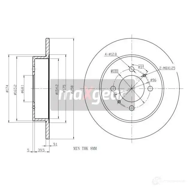 Тормозной диск MAXGEAR 2836371 XMHE 4 190956max изображение 1