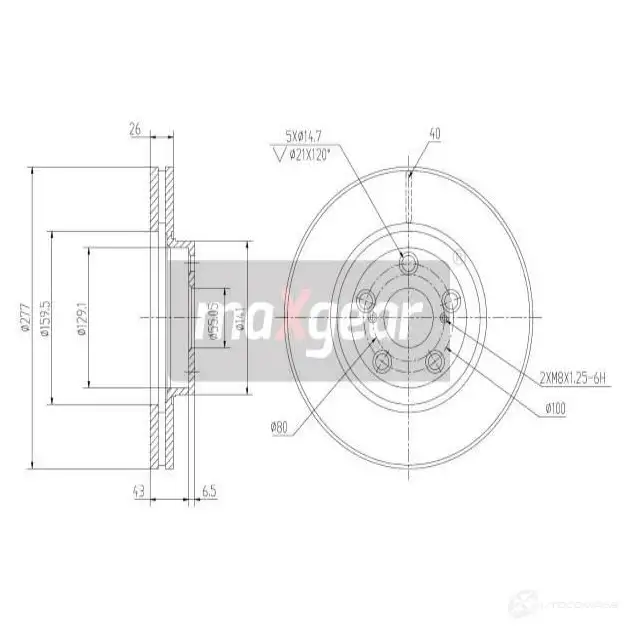 Тормозной диск MAXGEAR EIXR D0 2836401 190968 изображение 0