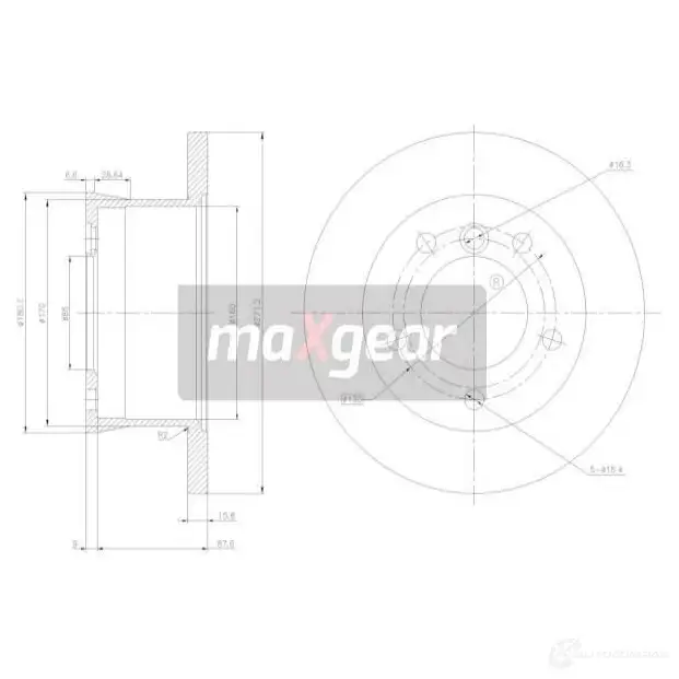 Тормозной диск MAXGEAR 190794max QIN4 E 2836087 изображение 1