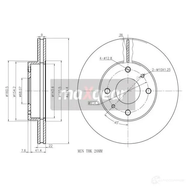 Тормозной диск MAXGEAR QHKO F2D 1425005038 190735max изображение 0