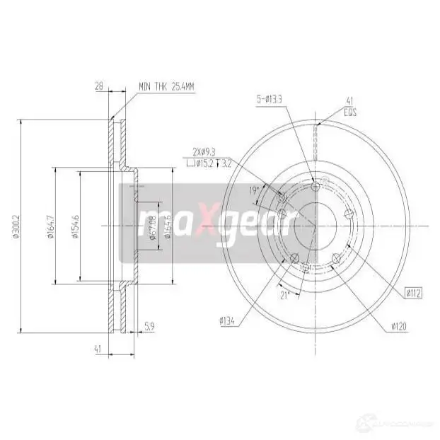 Тормозной диск MAXGEAR 190724 2835911 XBV AOIH