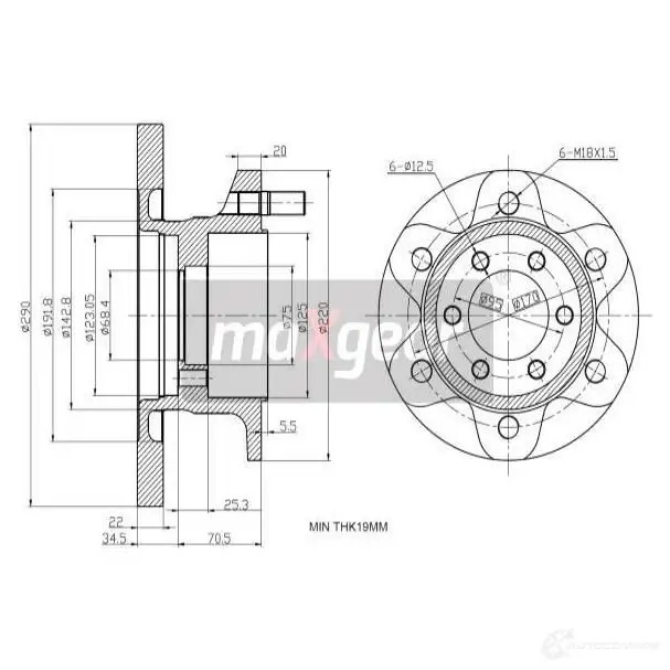 Тормозной диск MAXGEAR Y9 2TQE 191164 2836711 изображение 0