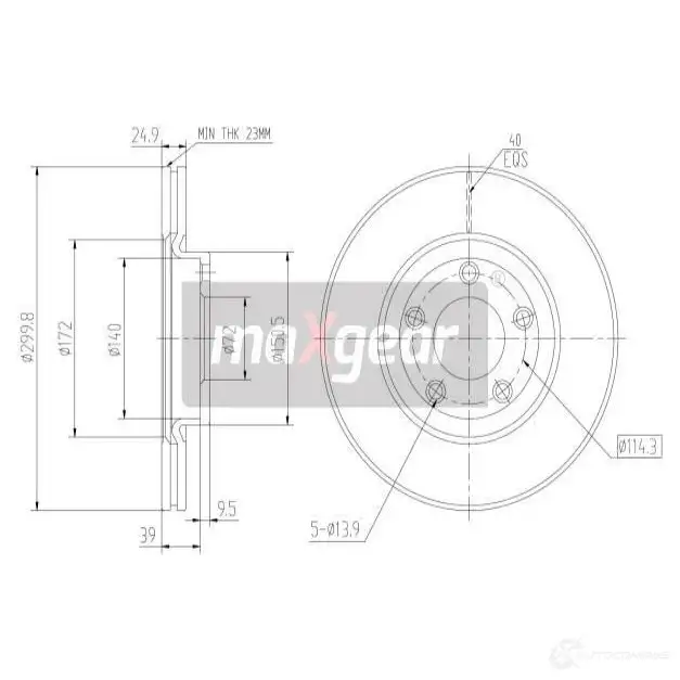 Тормозной диск MAXGEAR 191268 DP7 O52N 2836922