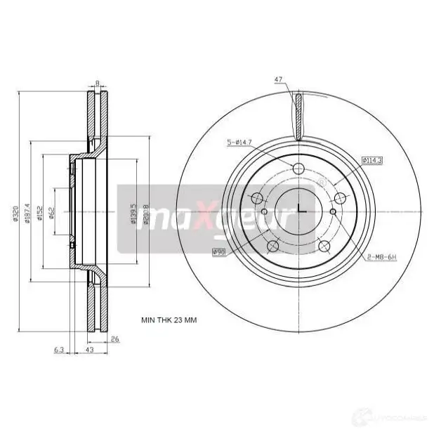Тормозной диск MAXGEAR C ZY86Y 2838172 192433